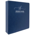 11"x11.5" Blue/SilverLeatherette 3 Ring Binder w/ 2" D-Rings