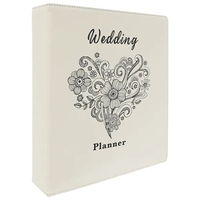 11"x11.5" White Leatherette 3 Ring Binder w/ 2" D-Rings