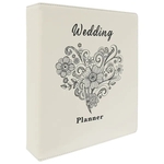 11"x11.5" White Leatherette 3 Ring Binder w/ 2" D-Rings