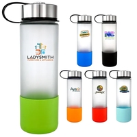 Metal Lanyard Lid 22oz. Full Color Frosted Glass Grip Bottle... from ASI...
