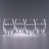 Set of four 17 oz. stemless wine glasses with deep etched... from ASI 62985...