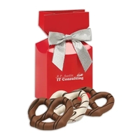 Premium Delights red gift box featuring your logo with Chocolate Covered......