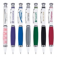Click action ballpoint pen with metallic white finish.... from ASI 31517...