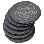 4" Round Slate Coaster Set-6 Piece