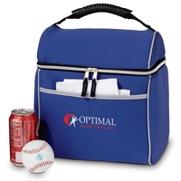 Extra-large neoprene cooler with dual-zippered, insulated main compartment...