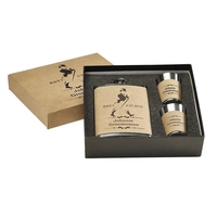 Two shot glass and flask leatherette set in matching box.... from ASI 68507...