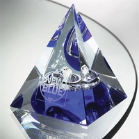 Pyramid shaped glass award with glossy shine and slight pop of... from ASI...