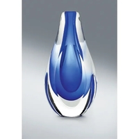 Glass art award with rounded curves, teardrop shape and deep blue... from ASI...
