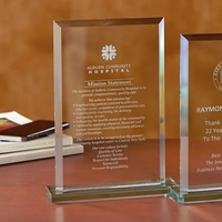 8.5" x 6.31" x 1.81" beveled rectangle award made of glass.... from ASI 68507...