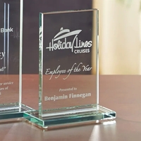 6.44" x 5" x 2.38" rectangular shaped glass award with large... from ASI...