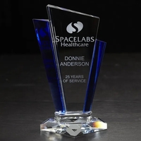 9.5" x 5.13" x 3" optically perfect glass award with angled... from ASI 68507...