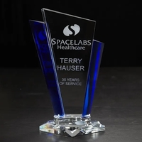 11.13" x 6.38" x 3.5" optically perfect glass award with angled... from ASI...