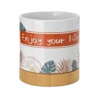 Ceramic Planter with Bamboo Base... from ASI 92531 Unique Custom Products / UCP