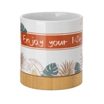 Ceramic Planter with Bamboo Base