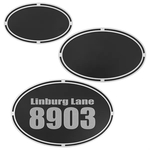 Silver/Black Oval Cast Aluminum Sign with 4 Mounting Screws