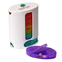 Stackable daily case pill organizer with morning, noon, evening, and...