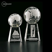 Clearaward Etched Globe Optical Crystal Award