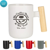Tokyo 12 Oz Ceramic Mug W/ Wooden Handle