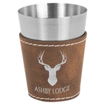 Rustic/Silver 2oz. Leatherette & Stainless Steel Shot Glass