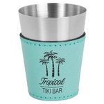 Teal 2oz. Leatherette & Stainless Steel Shot Glass