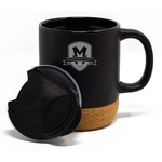 Ceramic Corky Coffee Mugs With Splash Resistant PP Lid 14oz