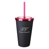 16 oz. double wall tumbler with lid and matching straw.... from ASI 61125 Hit...