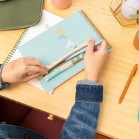 Zppered pouch keeps your pens, pencil, and highlighters right where you......