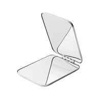 Stainless steel foldable compact makeup mirror plus laser engraving on 1......