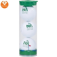 Clear tube filled with 3 Pinnacle Rush golf balls.... from ASI 57653 Gold Bond