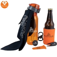 Golf kit with a 28-ounce bottle, golf towel, 4 tees, carabiner... from ASI...