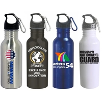 22 Oz. Stainless steel sports water bottle, carabiner