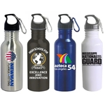 22 Oz. Stainless steel sports water bottle, carabiner