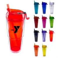 Double Wall Acrylic Color In/Clear Out Tumbler With Spill Proof Screw-on......