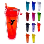 Dual Plastic Water Bottle 20oz with Matching Color Straw