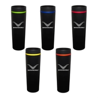 16 oz. matte black slim stainless tumbler with single-wall construction...