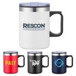 14 oz Stainless Coffee Cup Mug w/ Lid Handle