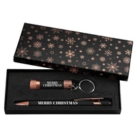 Vector Rose Gold Pen with Flashlight (Snowflakes)