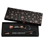 Vector Rose Gold Pen with Flashlight (Snowflakes)