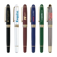 Cap-off roller ball pen with enamel finish barrel, shiny gold trims... from...