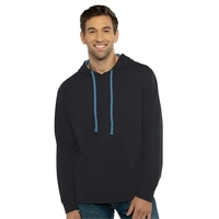 French terry fleece pullover with contrast hood lining and drawcord, metal......