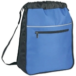600D Polyester Drawstring Sports Backpack w/ Zipper Pockets