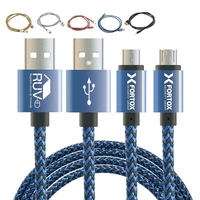 40" twist braided Android compatible USB charging cable in assorted...