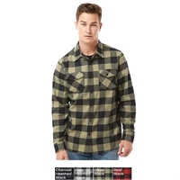 60/40 cotton/polyester blend flannel,Button closure,Double front pockets with...