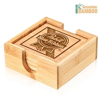 Bamboo Coasters - Set of 4 (in Holder). Laser-engraved bamboo coaster... from...
