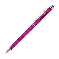 Slim, plastic twist-action ballpoint pen available in several metallic colors...