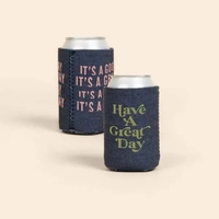 Collapsible can insulator with customizable colored stitching and neoprene...