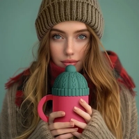 This Insulated mug features a beanie-shaped lid that adds a unique... from...