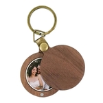 Round Wooden Photo Keychain
