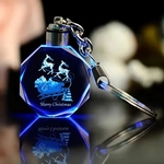 Octagon Shaped LED Light Crystal Keychain