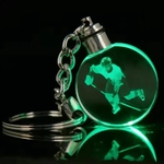 Round Shaped LED Light Crystal Keychain